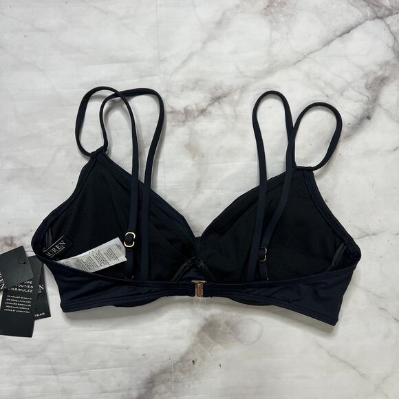 LRL Ralph Lauren Beach Club Solids Black Twist Underwire Bikini Top Size 8 New - Picture 4 of 6